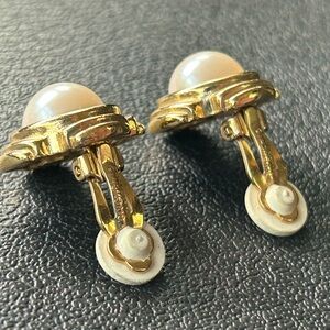VTG Givenchy Gold and Pearl Clip-On Earrings